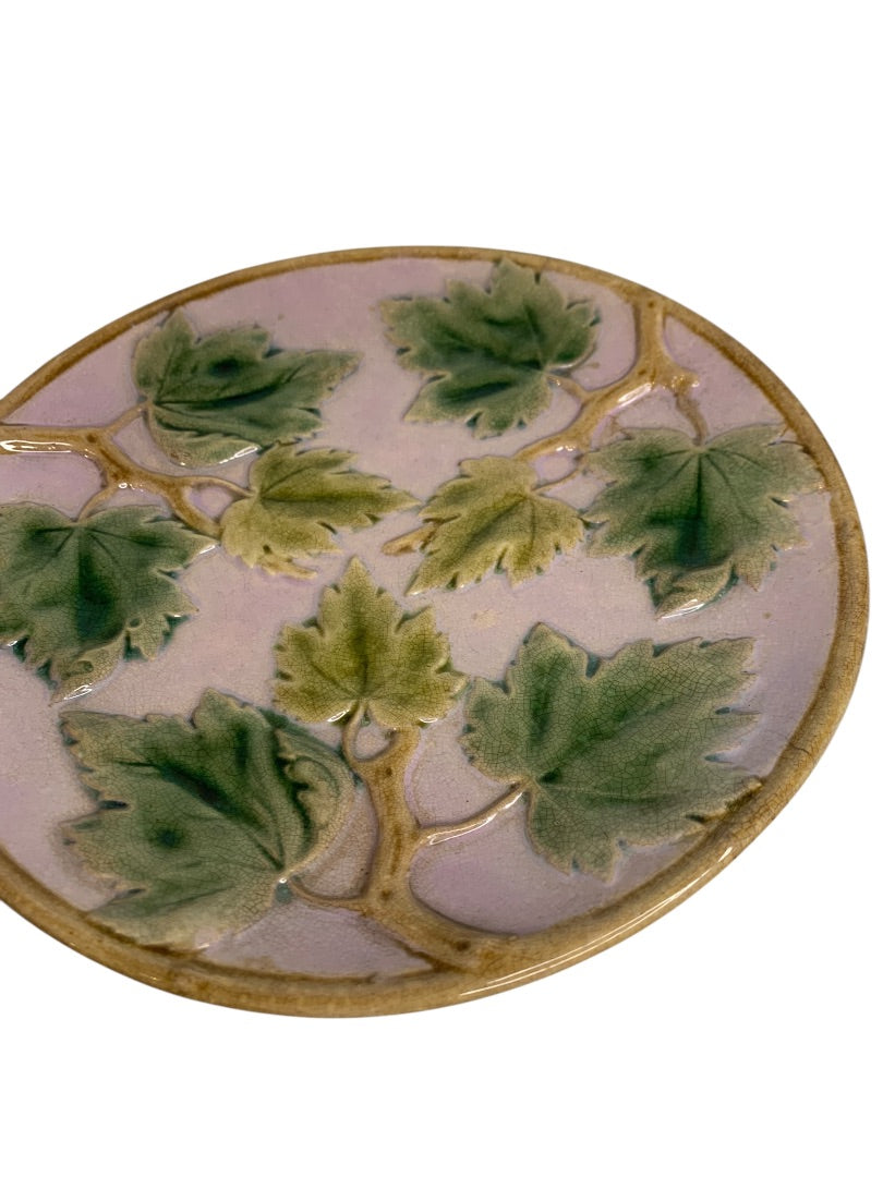 Antique Majolica Maple Leaf Plate Griffin Smith Hill 9" American