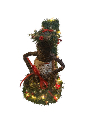 1990s Christmas Grapevine Angel Tree Topper Table Decor Prelit 13.5 Inch