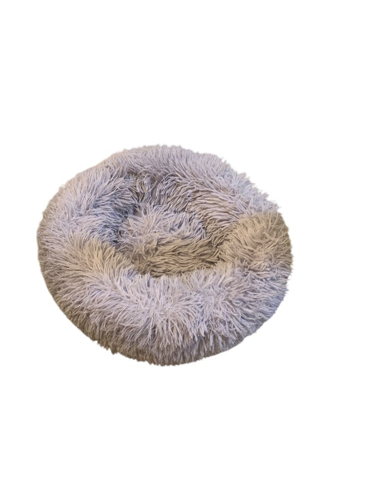 Small Pet Bed Fluffy Gray Blue Donut 15 Inch Soft Comfy