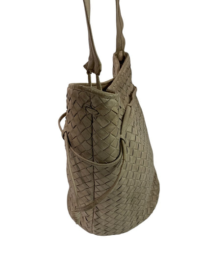 Madras Made in Italy Woven Leather Soft Bucket Bag Purse