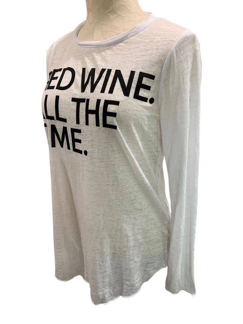 Small Chaser Womens Sheer Tshirt "Red Wine All the Time" Long Sleeve