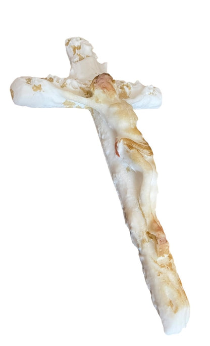 Unique Plaster Mold Crucifix Jesus on the Cross 13.5 x 7.5"