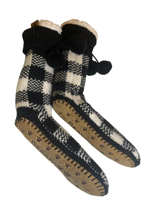 L/XL Bear Paw Womens Fleece Lined Slippers Buffalo Plaid Mid-Calf