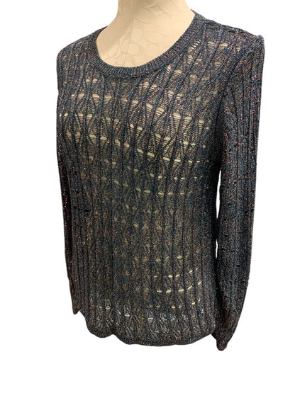 Medium Pilcro Anthropologie Womens Loose Weave Sweater Copper Evergreen