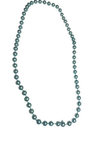 Vintage Faux Aqua Pearl 23 Inch Necklace No Clasp Overhead