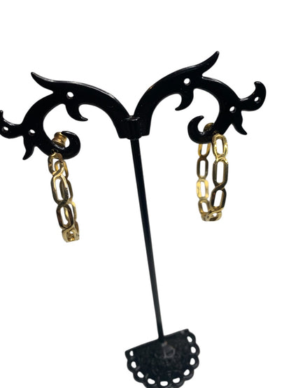 Goldtone Hoop Earrings Post Pierced 1.1 Inch Diameter