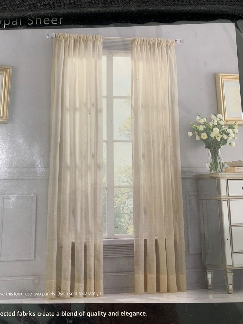 Valeron Opal Sheer Silk Blend 95" Panel Champagne New