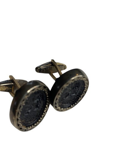 Vintage Signed DaVinci Cufflinks Intaglio Carved Soldier Bullet Back