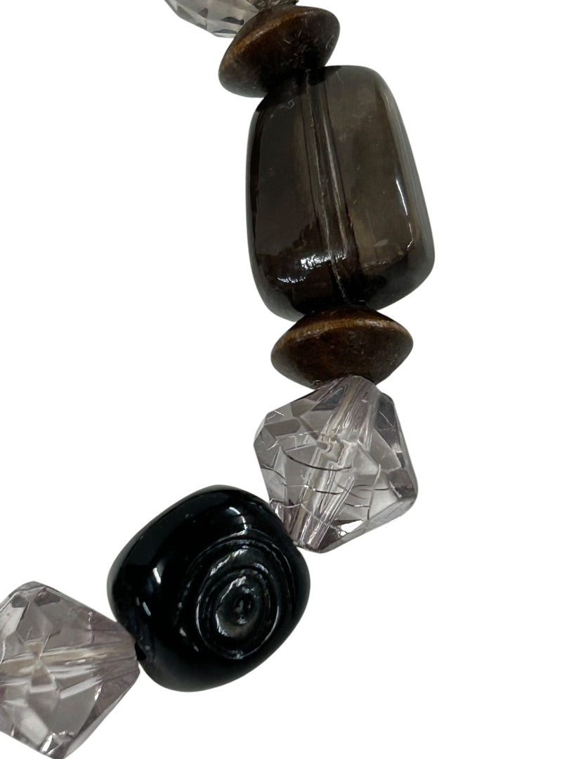 Acrylic Beaded Stretch Bracelet Clear Black Brown