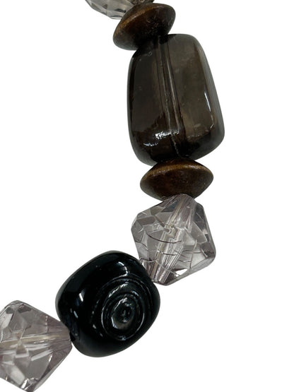 Acrylic Beaded Stretch Bracelet Clear Black Brown