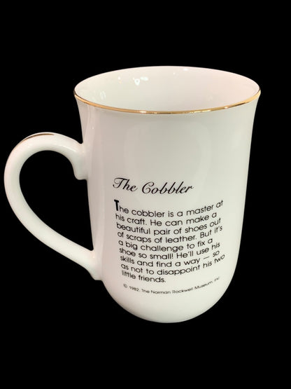 1982 Norman Rockwell Museum Collection Mug Gold Trim "The Cobbler"