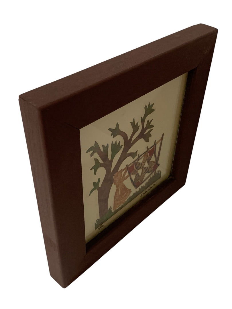 1990 Framed Scherschnitte Scissor Art Rhonda Hinsdale 6.7 Inch