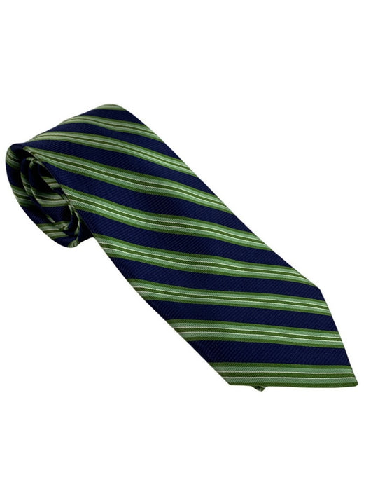 Chaps Silk Mens 60 Inch Necktie Tie Green Blue Stripe Diagonal