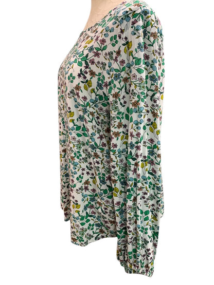 Medium LOFT Womens Popover Floral Blouse Shirt Long Sleeve