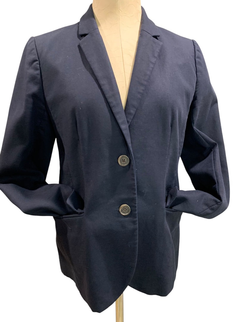 Size 8 J.Crew Womens Navy Blue Schoolboy Cotton Blazer Style 21324