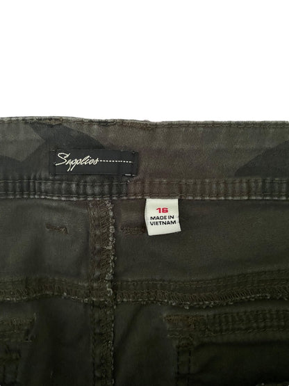 Size 16 Supplies Womens Gray Camo Tapered Pants Stretch Pockets 29 Inch Inseam