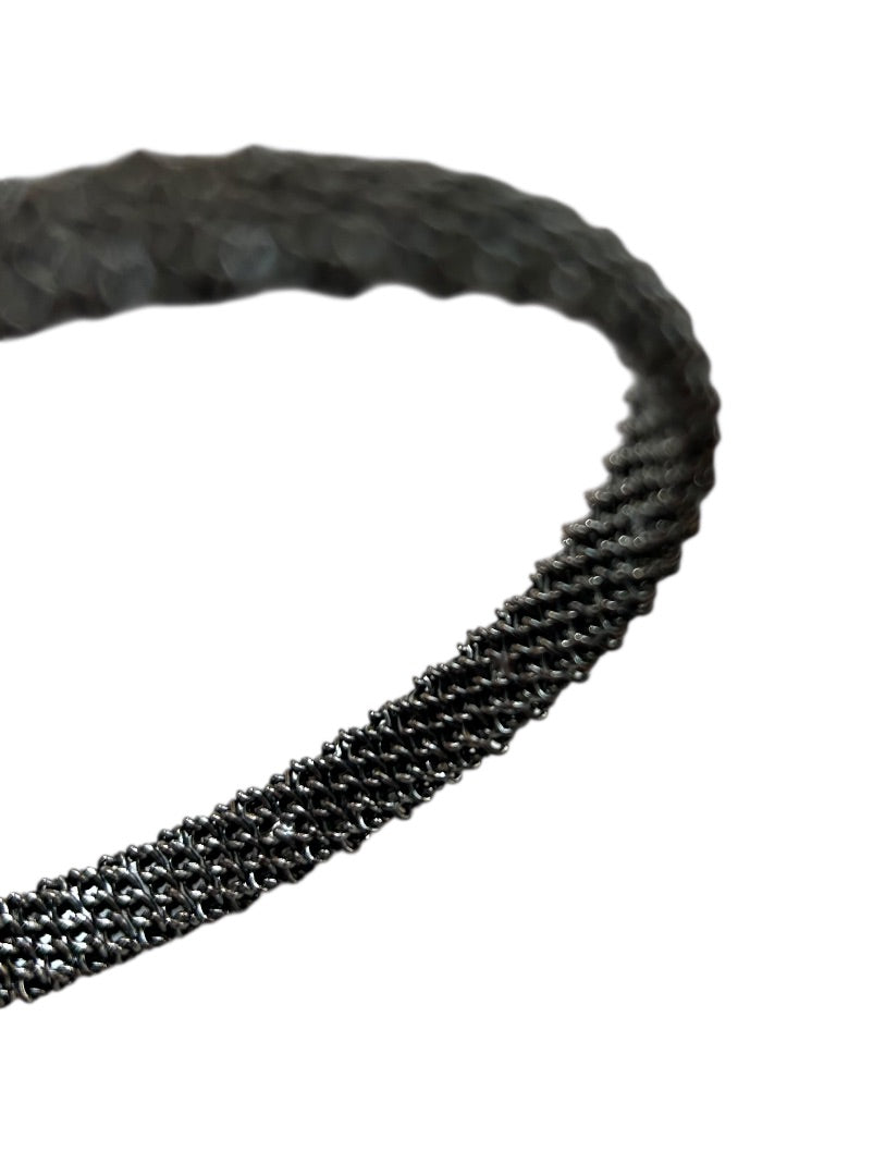 Pewter Color Textured Bangle Bracelet 2.75 Inch Inside Diameter Metal