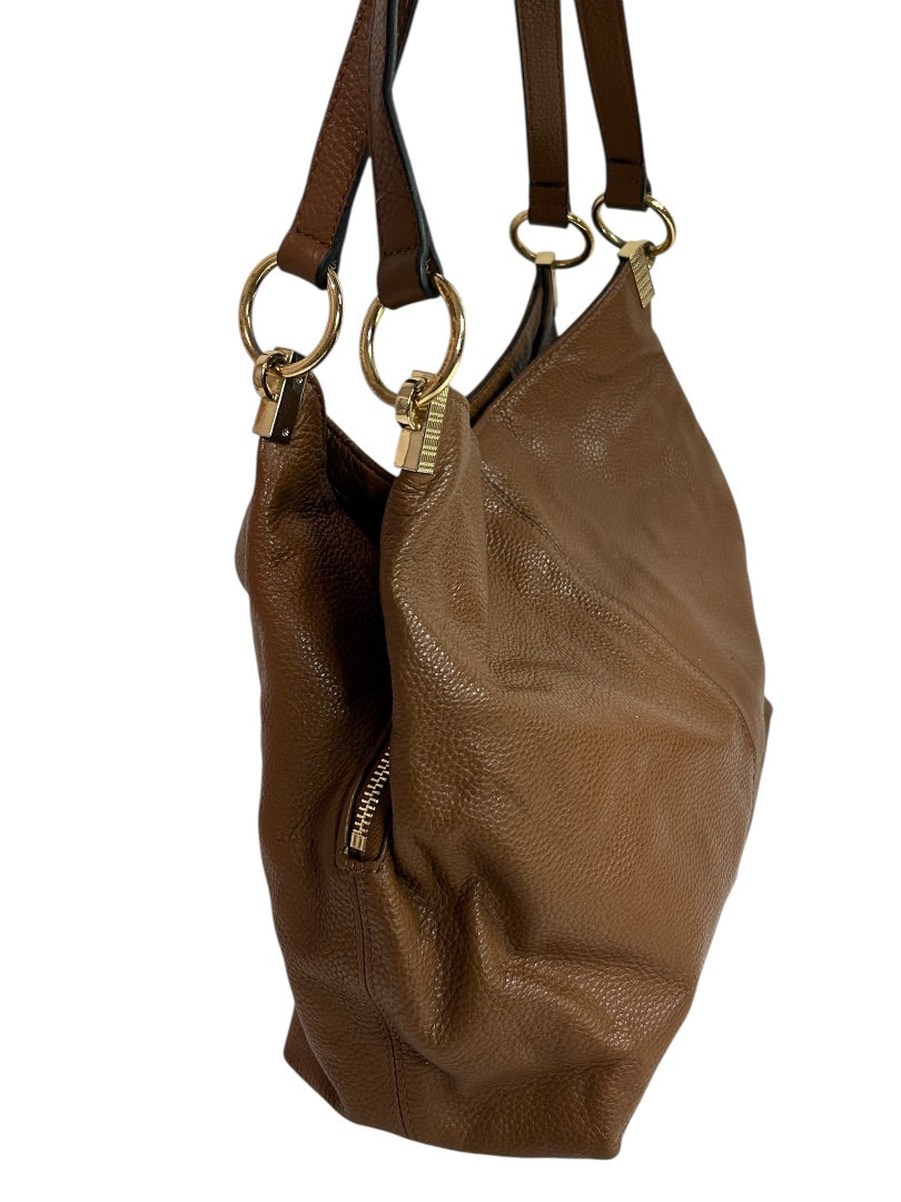 Vince Camuto Rayna Shoulder Bag Dark Rum Pebbled Leather Goldtone Hardware