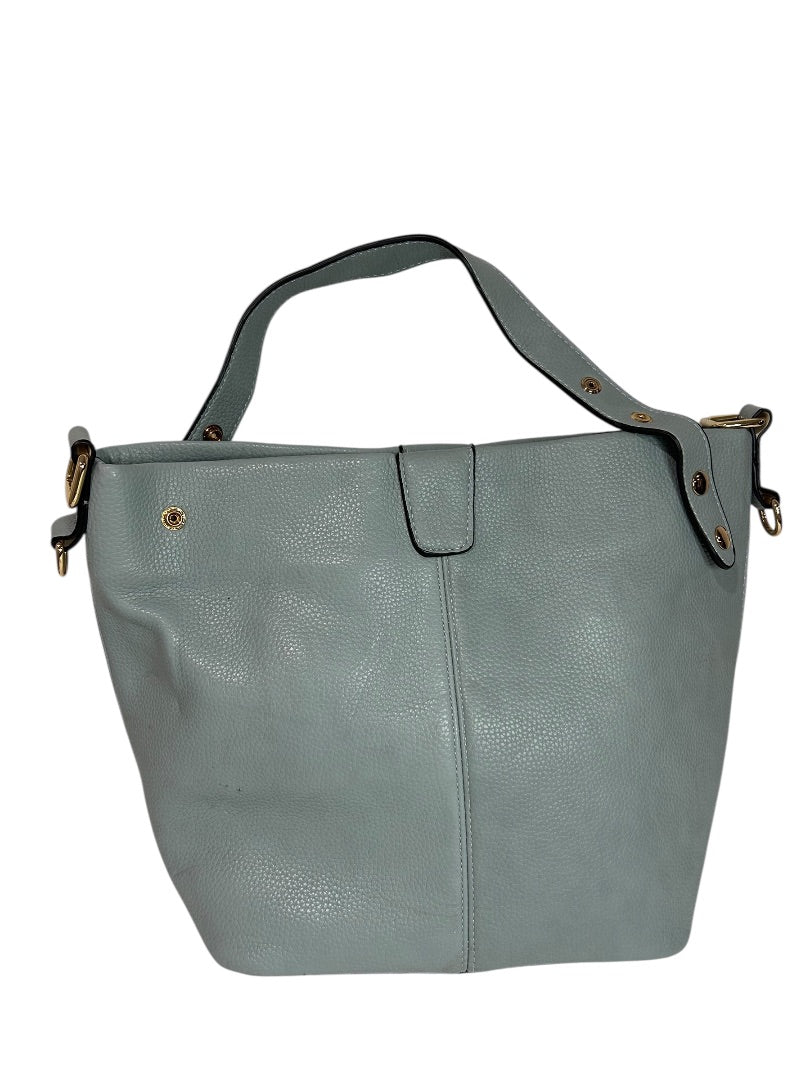 Joy Susan Pebbled Blue Vegan Leather Classic Hobo Handbag Removable Strap
