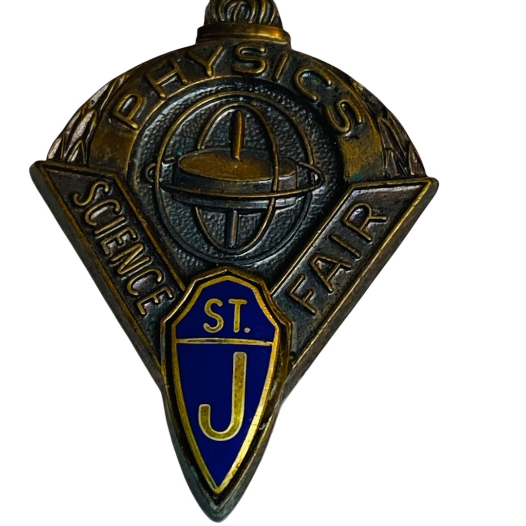 Vintage St Josephs Joes Science Fair Medal Pin Physics 3 Inch