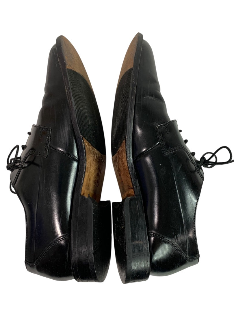 Size 9.5 Pronto Uomo Mens Black Leather Dress Shoes Plain Toe