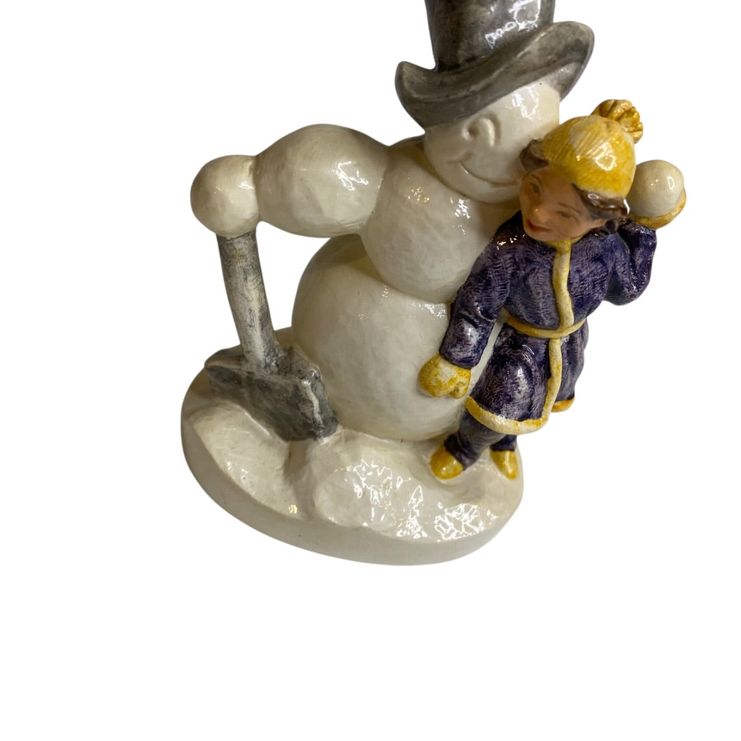 Sebastian Miniatures Snow Day Girl Snowman Figurine Signed Numbered Vintage