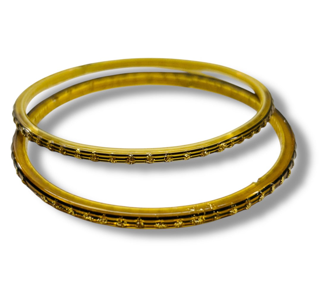 Acrylic Goldtone Bangles Set of 2 2.25 Inch Inside Diameter