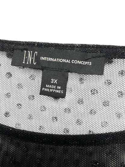 3X INC Womens Shirt Sheer Long Sleeve Glitter Shimmer Polka Dots