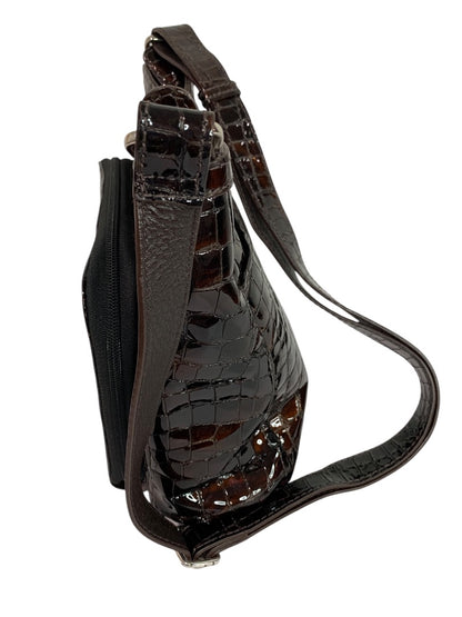 Brighton Cher Front Wallet Organizer Patent Leather Brown Crossbody Bag