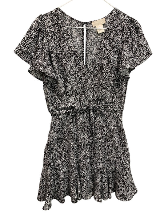 Small Altar'd State Black White Floral Dress Faux Wrap Short Sleeve