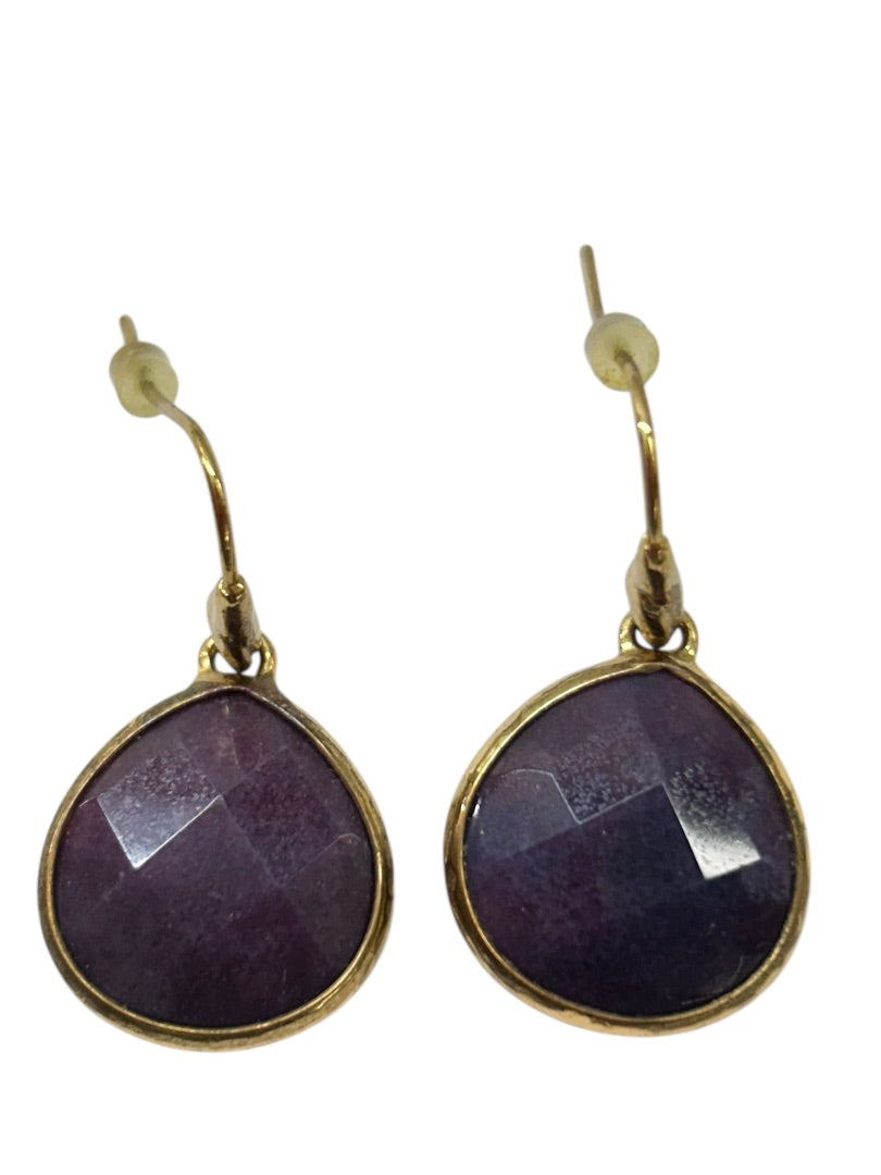 Goldtone Purple Fish Hook Earrings 1.2 Inch Drop Dangle