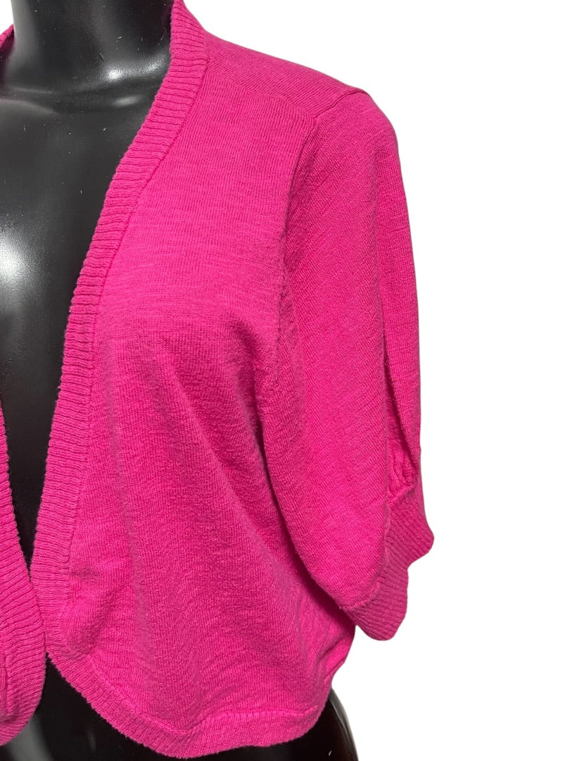 22/24 Lane Bryant Womens Hot Pink Crop Open Cardigan Sweater