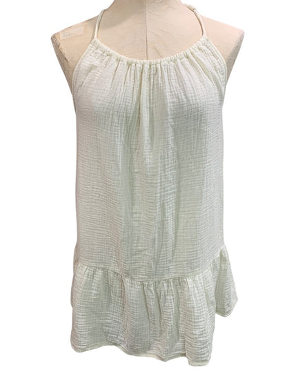 Small Xhilaration Womens Tunic Gauzy Cotton Tunic Shirt Ruffle Hem Ivory