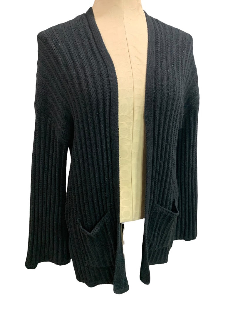 XS American Eagle Womens Black Ribbed Open Cardigan Sweater
