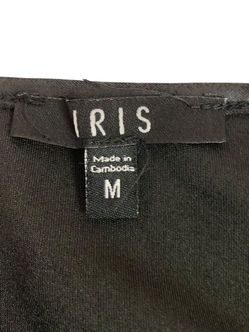 Medium Iris Womens Black Coated Bodysuit Sleeveless Scoop Neck