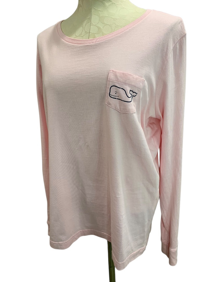 Large Vineyard Vines Womens Pink Long Sleeve Tshirt Single Pocket