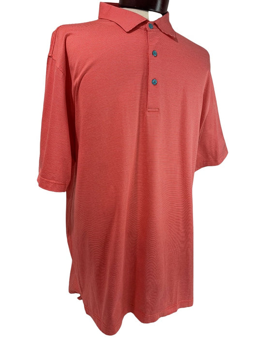 XL Peter Millar Mens Coral Stripe Golf Polo Shirt Short Sleeve