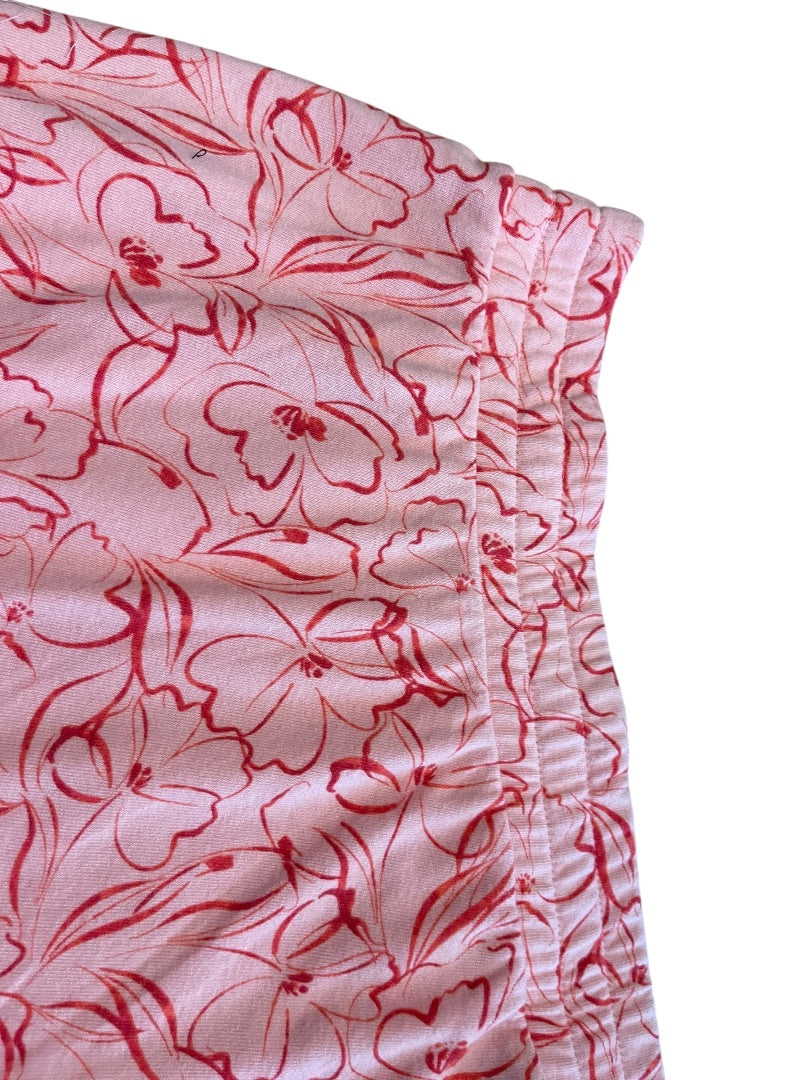 5X Any Body Elastic Waist Floral Knit Pants Pockets Pink Womens New