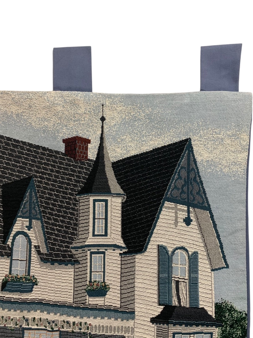 Vintage My Grandmothers House Cottage Woven Tapestry Rod Wall Hanging Gobelin 35 x 25"