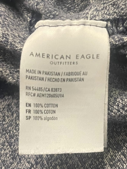 Large American Eagle Outfitters Standard Fit Cotton Long Sleeve Hoodie Blue