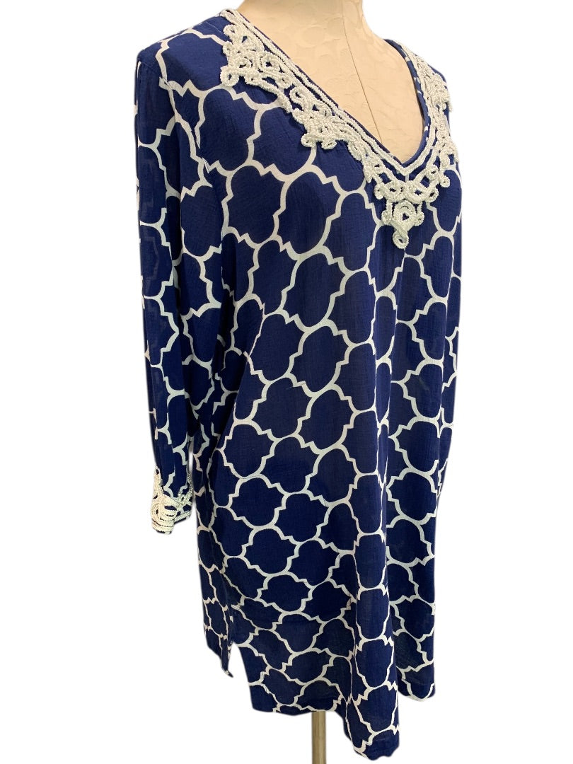 XL (18) Lands End Womens Sheer Shift Bathing Suit Cover Up Dress