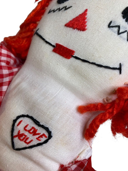 Vintage Handmade Raggedy Andy Rag Doll 19" Embroidered Face