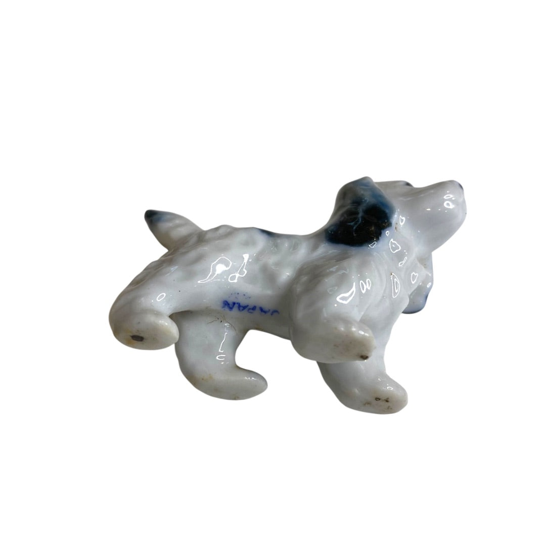 Vintage Japan 3.5" Dog Figurine English Spaniel Black White