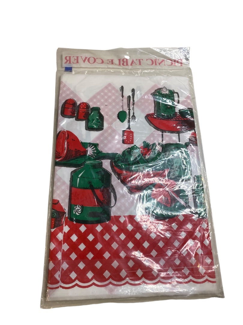 Vintage Picnic Table Cover New Old Stock 54" x 72" Plastic Bar-b-ques