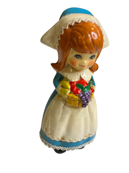 Vintage Napco Japan Papier Mache Pilgrim Girl Figurine M-8228 6"