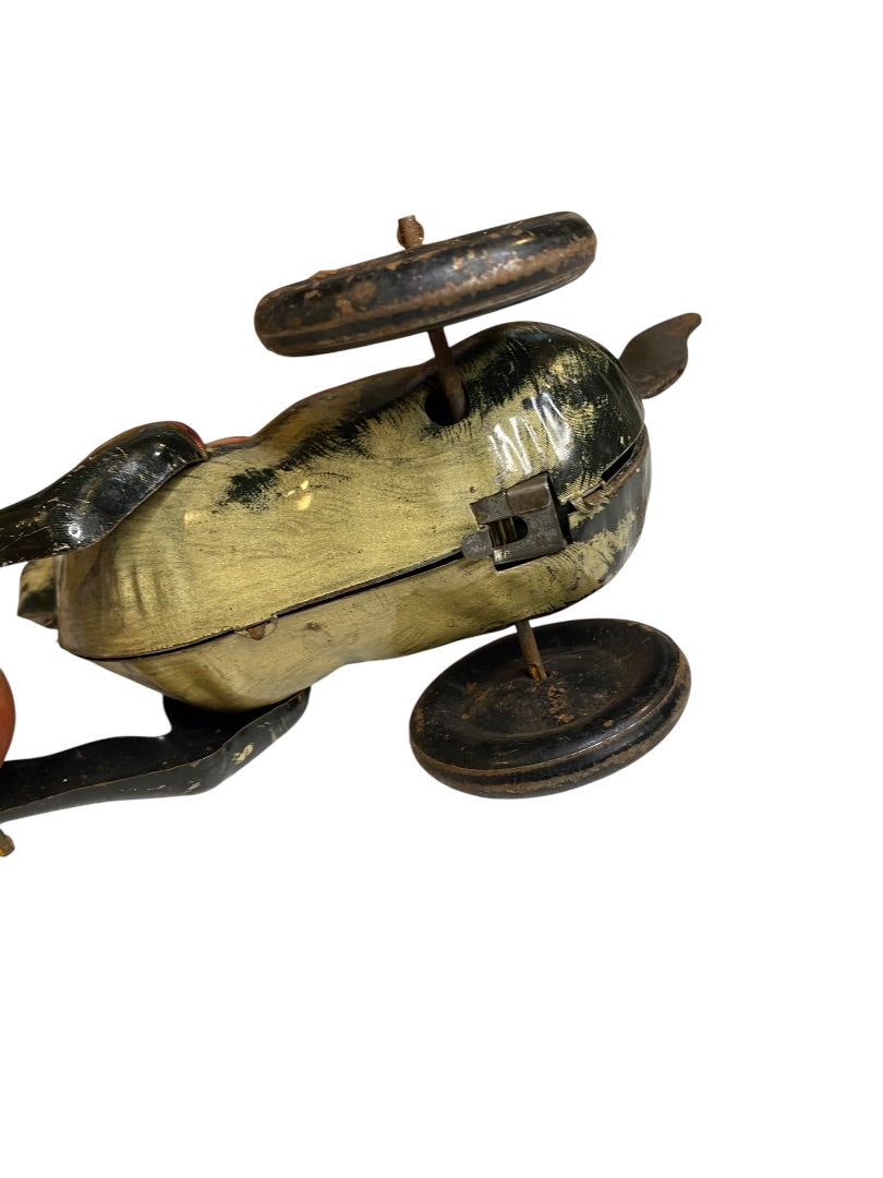 1930s Marx Tin Toy Friction Lever Cat with Wooden Ball 8" Length