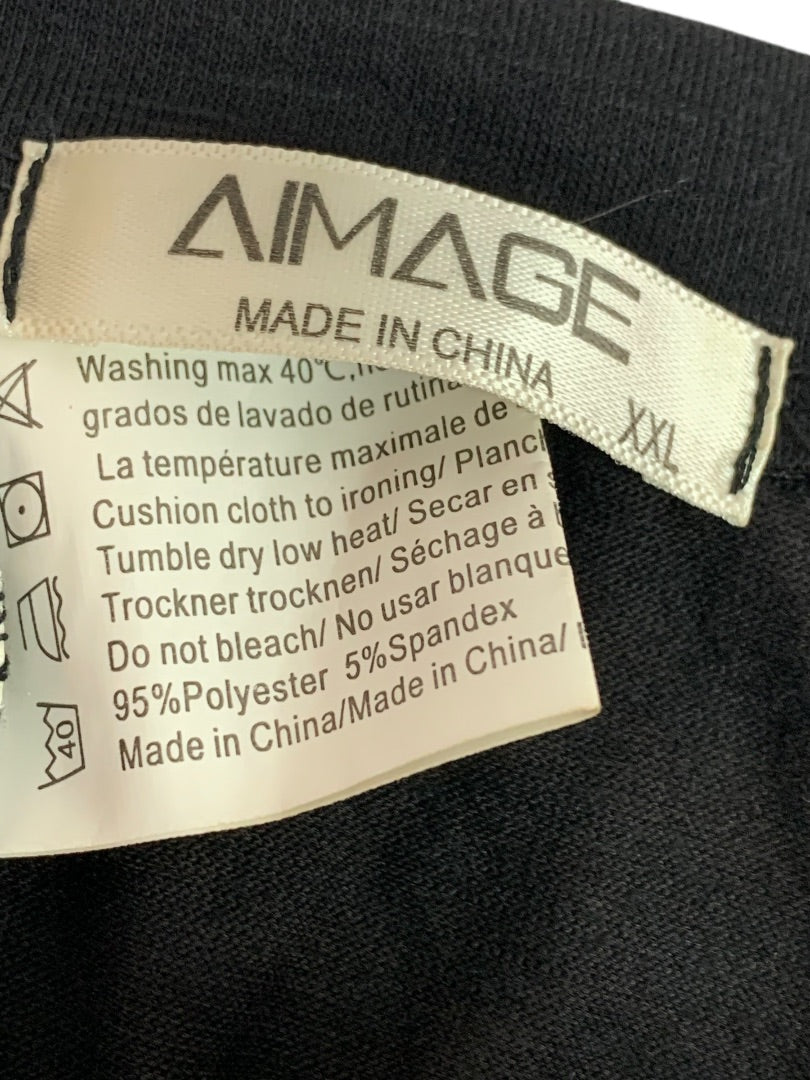 XXL Aimage Womens Black Tunic Tshirt Pockets Cuffed Sleeve