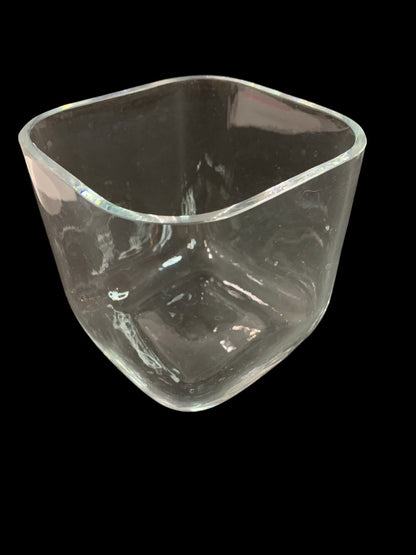 Crate & Barrel Clear Glass Vase 4.75" Cube