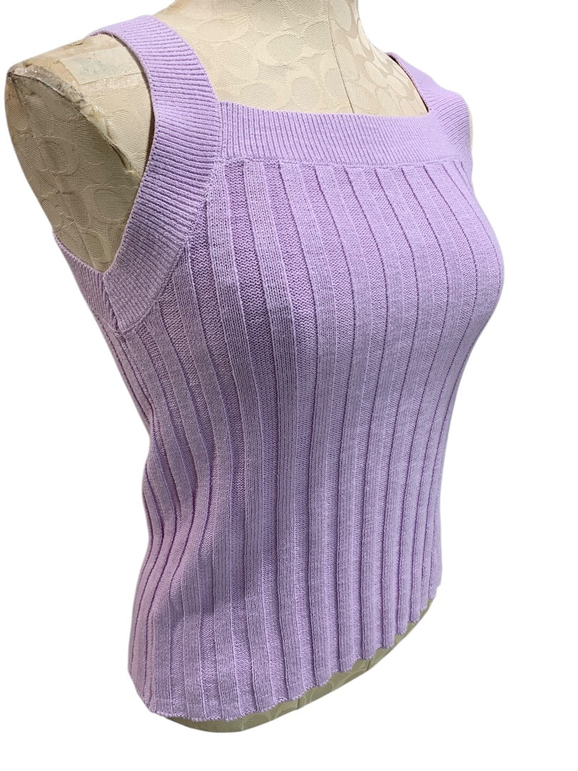 XS Loft Womens Lavender Sweater Ribbed Sleeveless