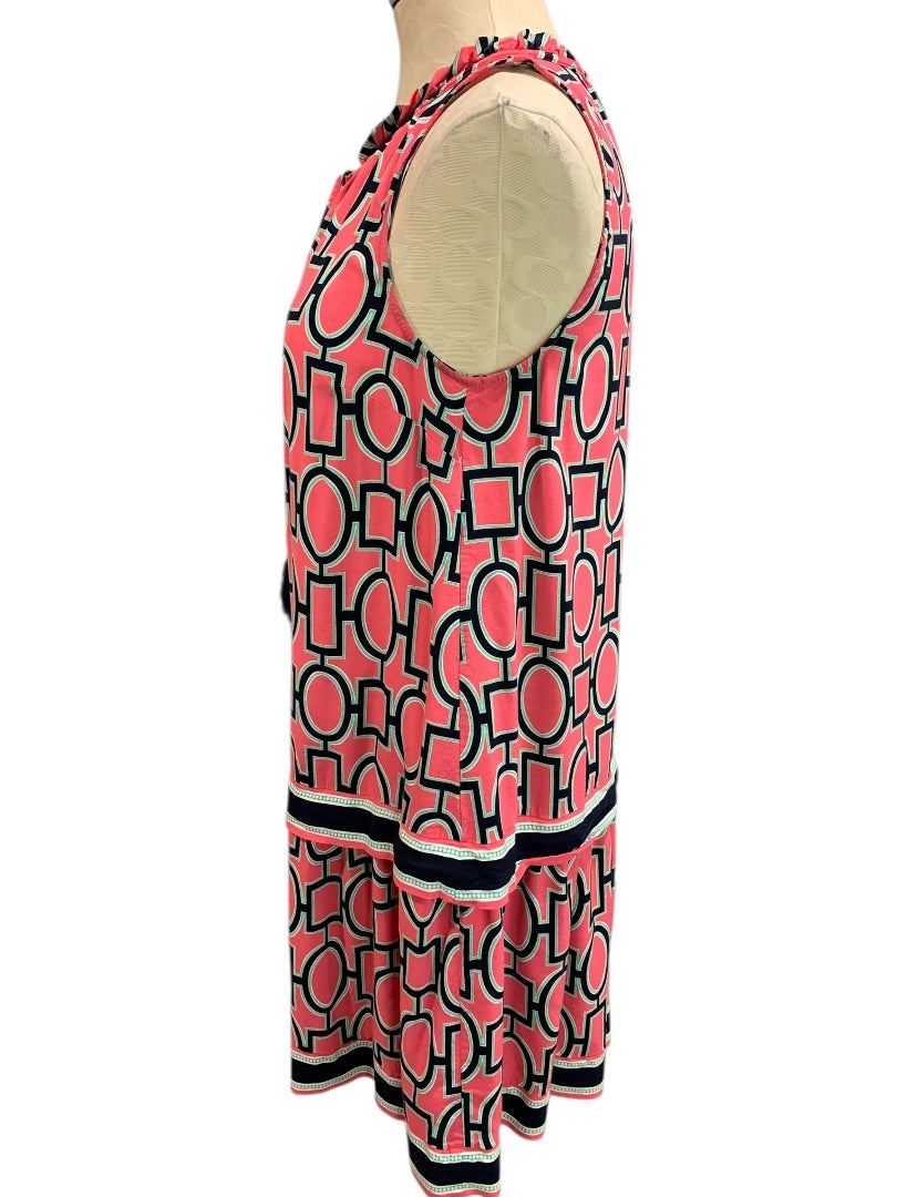 Medium Crown & Ivy Sheath Dress Sleeveless Pink Navy Blue Tassel